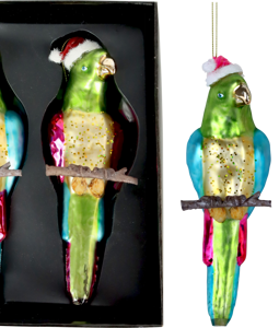5601 GLASS JEWELRY PARROT S/2